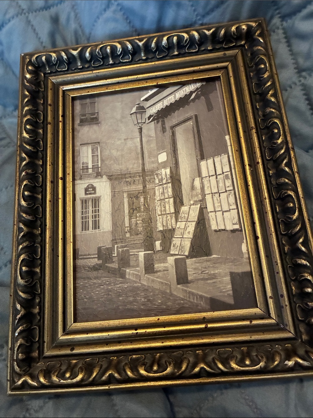Montmartre Art in Paris Sepia tone 9” x 12” Professionally Framed.